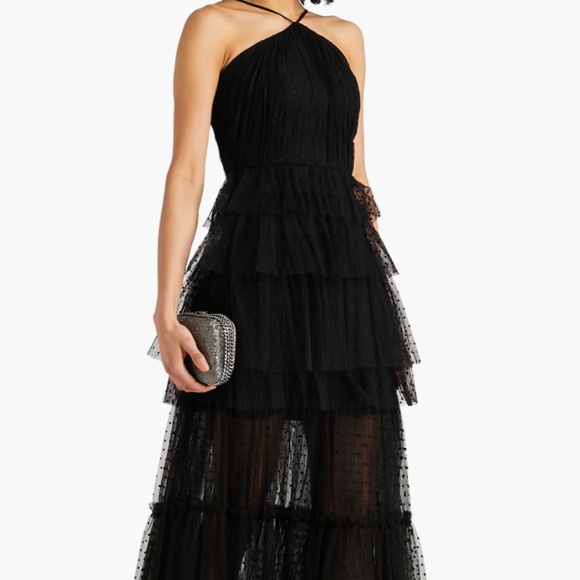 ZAC POSEN Tiered point d'esprit gown Polka Dot $795 NWT - Picture 2 of 5